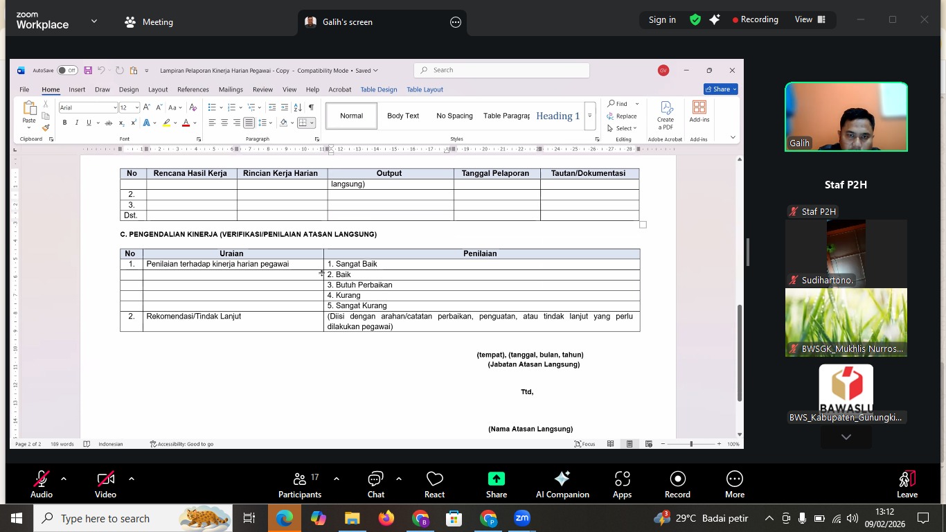 Penjelasan Pengisian LKH melaui Zoom Meeting