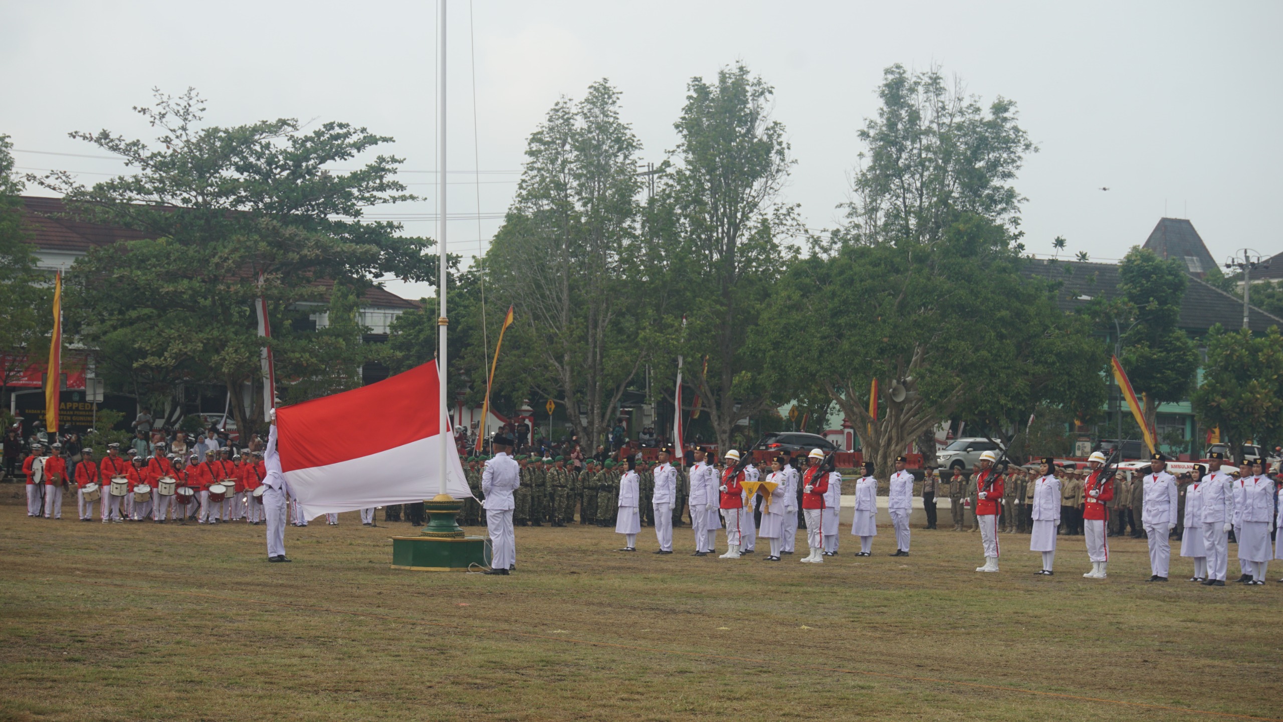 Upacara HUT Ke-81 Kemerdekaan RI di Alun-Alun Wonosari
